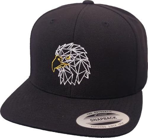 Baddery Cap Flexfit Snapback : USA Adler- Eagle Kappe Herren & Damen (One Size - Schwarz)