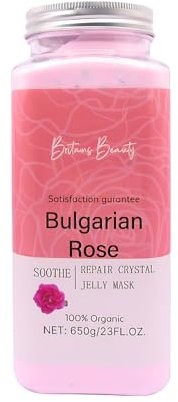 Britains Beauty Organic Jelly Facial Masks - Variety Pack with 24K Gold, Collagen, Vitamin C, Charcoal, More - Hydrating & Revitalizing Skin Care, 650g (Regular, Bulgarian Rose)