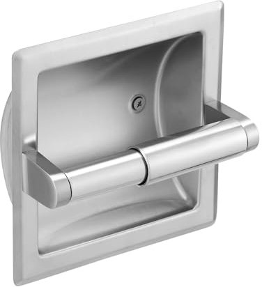 BWE Porte-rouleau de papier toilette encastré en nickel brossé, support mural en acier inoxydable, accessoires de salle de bain avec tige de rechange