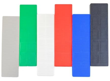 Evoges 28mm x 100mm Flat Plastic Glazing Packers (1-6mm) Durable Shim Spacers for DIY, Home Improvement, Window, and Door Frame Installations (Mixed Pack of 42)