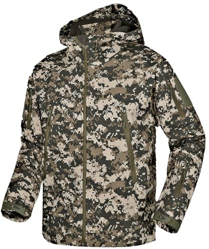Kelmon Herren Softshelljacke Taktische Jacke Wasserabweisend Militär Jacke Camouflage Jacke Outdoorjacke Warme Winddichte Funktionsjacke