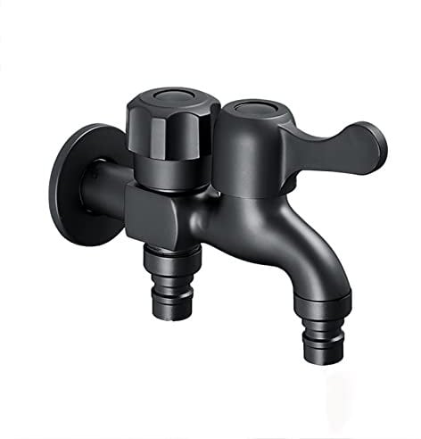 Robinet de machine à laver double sortie laiton noir pour lave-vaisselle et robinet de jardin