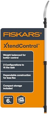 Fiskars XtendControl Extendable Tree Pruner (6 ft), Adjustable Branch Trimmer with 15 X1 Saw with Hand Saw Option, 3-6 ft Extension Pole, and Secure Locking System for Precision Cutting