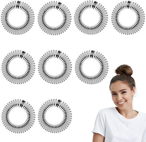 Sibba Lot de 9 peignes circulaires extensibles en plastique flexible pour femmes et filles (noir)