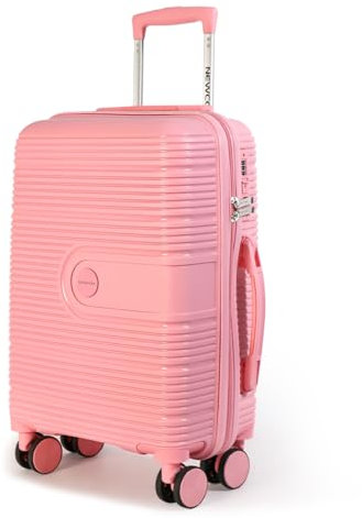 Newcom Koffer mit Sicherheits-Schloss & 360° Rollen | PP-Material, Aluminium-Griff, Großes Innenfach | Ideal für Flüge & Geschäftsreisen