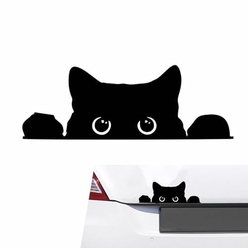 MOXRUQ Divertenti adesivi per auto, impermeabili, con gatto che sbircia subdolo, decalcomanie autoadesive con simpatico gatto nero, 14 x 5 cm, decalcomania con gattino curioso che sbircia per auto
