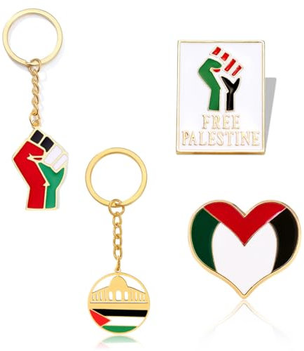 GGUFAY 4 Pcs Broches y Colgantes de Bandera de Palestina, Pines de Bandera de Palestina, Insignia a Granel, Bandera de Palestina, Pines de Solapa para Sombrero, Ropa, Mochila, Insignia esmaltada