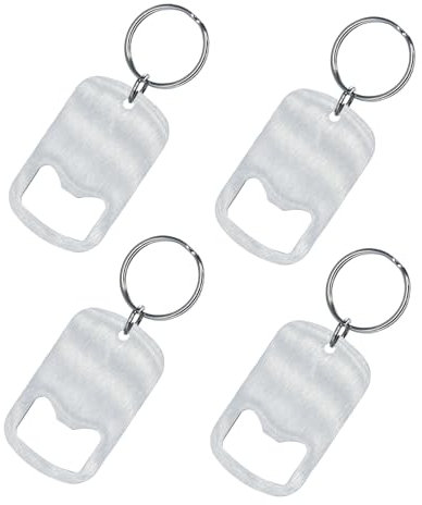 JUHUA 4 Pcs Bottle Opener Keyring, Small Keyring Keychain Beer Bottle Opener Ring Stainless for Home Kitchen Restaurant Bar