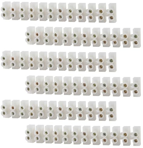 6Pack 3A Electrical Connector Blocks 12 Way Clear Barrier Block Strip Wire Connector terminal blocks Connecting for Wiring Cable Dual Row 12 Position