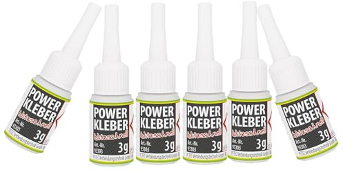 PETEC 6x 93303 Klebstoff, Kunststoffreparatur (3 g) | 93303, Power Kleber blitzschnell