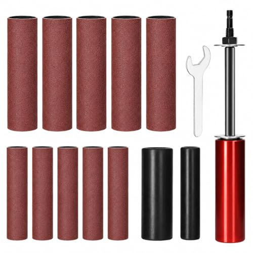 Uadme Juego de Tambor de Lijado de Goma de Mano 3/8 para Taladro | Adaptador de Lijadora de Husillo para Prensas de Taladro y Taladro Eléctrico, 10 Fundas Lijadora de Husillo