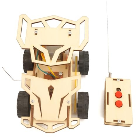 MOLUCKFU DIY Auto da Corsa Telecomandata in Legno Kit Assemblabile senza Batteria Kit Educativo per Stimola Abilità Pratiche e Interesse Scientifico