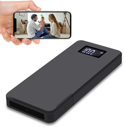 Sprfuk Cámara Espía Cámara Oculta WiFi 4K/1080P Powerbank 10000mAh Portátil Cámara de Vigilancia Inalámbrica con Visión Nocturna, Alarma de Detección de Movimiento