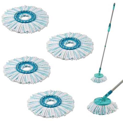 4er Set Ersatzkopf, Kompatibel mit Leifheit Clean Twist Disc Mop, Microfaser-Material, für alle Bodenarten, effektive Schmutzentfernung, ideal für Unternehmen, Zuhause, Schule