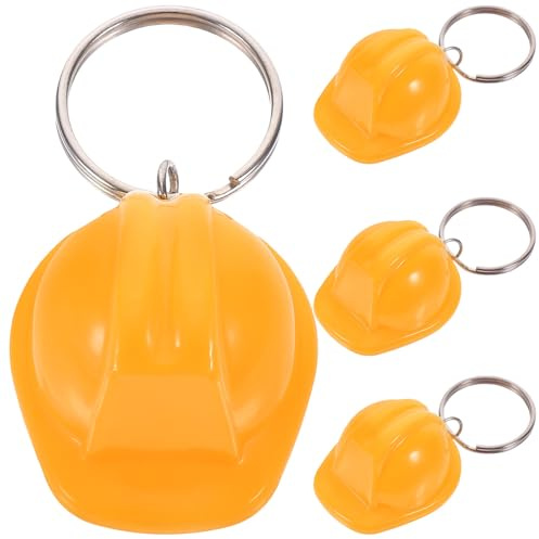 BESPORTBLE 4 Stück Helm Schlüsselanhänger Gelb mit Metallring, Tasche Charm