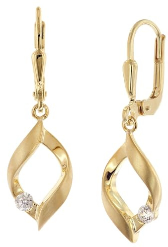 trendor Damen-Ohrringe 925 Silber Vergoldet Zirkonia Ohrhänger 21087 | zauberhafter Ohrschmuck für Frauen, elegante Geschenkidee,