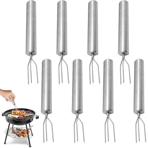 Potato Fork Set of 8, Stainless Steel Forks for Jacket Potatoes, Robust Jacket Potato Set, Trident Skewers, Ergonomic Handle Potato Picker for Vegetables and Grilled Food