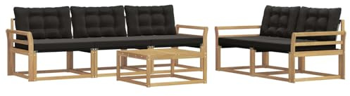 vidaXL Outdoor-Sofagarnitur 6 pcs Weiß und Schwarz 79 x 79 x 37 cm, Garten-Sofa, modernes Ecksofa, Robustes Loungemöbel, stilvolle Terrasse, Bequeme Sitzgruppe