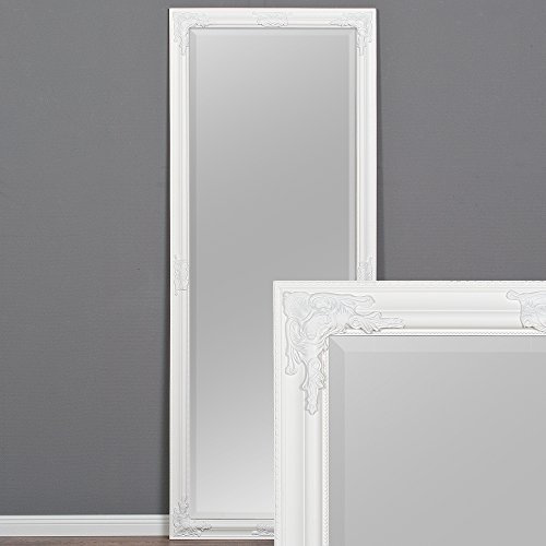 LEBENSwohnART Wandspiegel BESSA pur weiß 160x60cm barock Design Spiegel pompös Holzrahmen