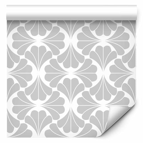 murando - Tapete selbstklebend 10m Wandtattoo dekorative Möbelfolie Dekorfolie Fotofolie Panel Wandaufkleber Wandposter Wandsticker - geometrisch Ornament grau weiß f-B-0173-j-b