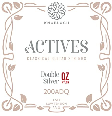 KNOBLOCH STRINGS - Cuerdas de Guitarra Española | 200ADQ Actives Double Silver & QZ Nylon | Tensión Media-Baja 30.0 | Graves Brillantes, Agudos Líricos | Juego de cuerdas para Flamenca y Clásica