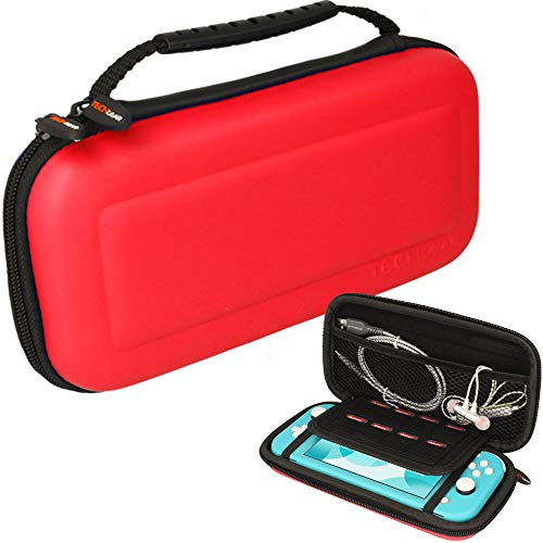 TECHGEAR Switch Lite Case, Hard Protective Carry Travel & Storage Case Cover Designed for Nintendo Switch Lite, 8 Game Card Slots + Accessories - RED