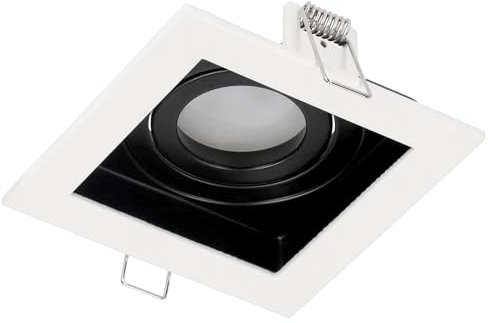 EDO, Foco de Techo Orientable GU10 RUTEN 1 blanco/negro Lámpara de Techo de aluminio, cuadrado, bombilla no incluida, Lámpara empotrable de techo moderna, IP20, Lámpara de techo de 1 punto, EDO777128