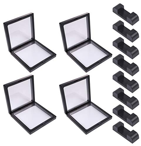 Hemoton - Expositor flotante para escritorio, marco de visualización 3D, soporte para joyas, medallón, moneda expositor, 12 piezas, 11 x 11 cm