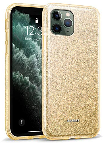 Verco Carcasa para iPhone 11 Pro Case, diseño de purpurina, funda para Apple iPhone 11 Pro, carcasa de silicona TPU [5,8 pulgadas], color dorado