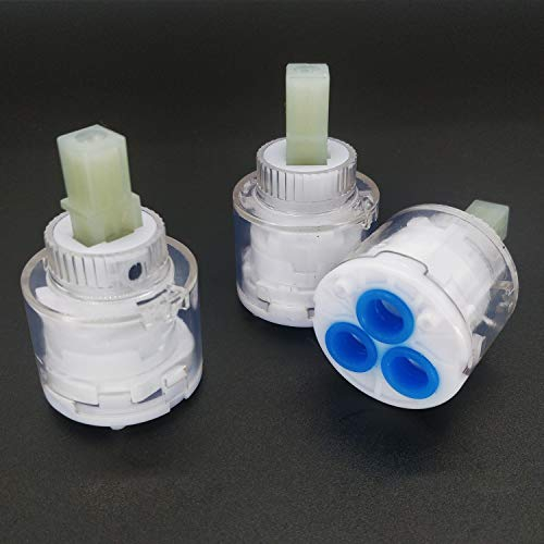 3PCS New 35mm Ceramic Disc Plastic Bath Basin Shower Lever Mixer Tap Inner Cartridge Replacement,Ceramic Cartridge Faucet Valve Mixer Tap (Transparent