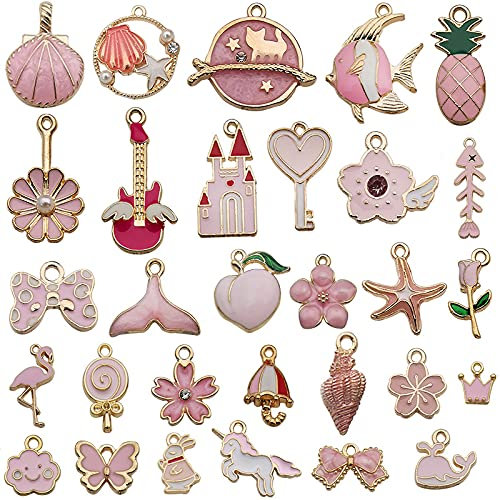 CENRONG Emaille Charms Anhängerk,50 Stücke Charms Anhänger Schmuck, DIY Basteln Charms Anhänger Halskette Armband Making Zubehör