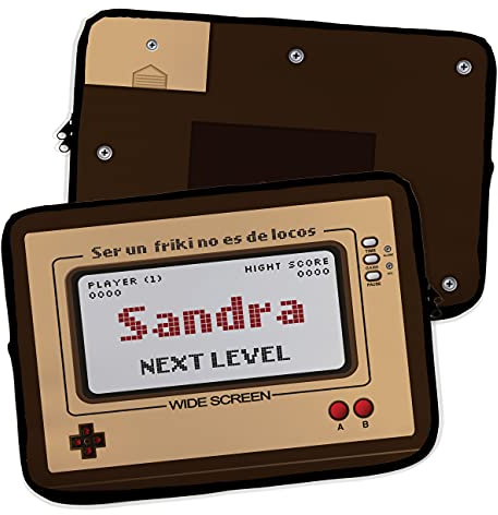 LolaPix Funda Portátil y Tablet. Funda de Neopreno. Regalo Personalizado con Nombre. Funda Ordenador. Varios tamaños. Consola Retro