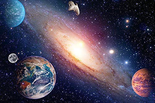 Papier Peint Photo INTISSÉ-PLANÈTES-(FP4408)-350x260 cm-Espace Univers Voie Lactée Galaxie Espace Terre Lune Cosmos Astronomie Murale XXL Poster Géant Affiche Décoration