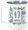 GRAZDesign Thermobecher mit Henkel mit Deckel, Thermotasse Kaffee To Go, personalisiert mit Namen, Eukalyptus und Blumen, Becher für Camper Garten Büro Edelstahl 350ml