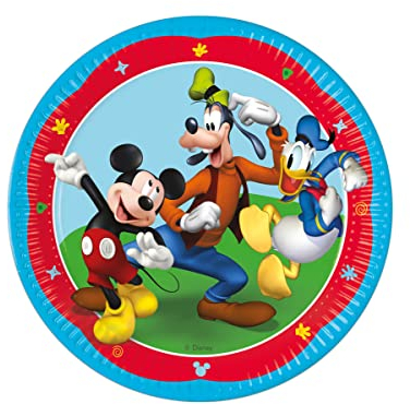 Procos- Folat 93822P Platos Papel FSC Mickey Mouse 23cm - 8 piezas, Multicolor