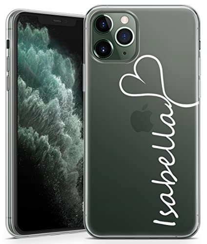TULLUN Personalisierte Handyhülle für iPhone 13 - Klare Soft Gel Benutzerdefinierte Marmor Name & Herz Minimalismus Design Buchstabe Initialen Name - Name Klar
