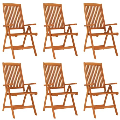 vidaXL Folding Chairs 6 pcs Solid Wood Eucalyptus