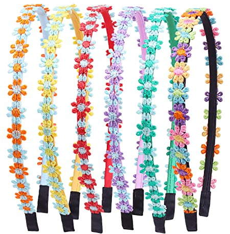 Haarbänder Mädchen Stirnbänder Blumen, Haarbänder für Mädchen, Süße und Niedliche Dekoration, Pailletten Stirnbänder für Schule, Daywear, Festival(6 Stück)