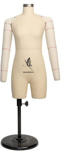 lavandeform Halbskala-Kleid mit Armen (Nicht für Erwachsene, volle Größe), Schneiderpuppe, Torso zum Nähen, vollständig heftbar, Schneiderpuppe, 1/2 Hosenmuster, Modell (Flexible Arme, Beige)