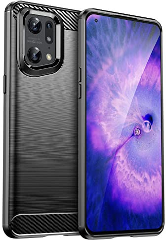 Max Power Digital Coque pour Oppo Find X5 Pro Étui de Protection Antichoc Silicone Noir Résistant à l'absorption des Chocs Design Fibre de Carbone Housse Élégant Fine [Recharge sans Fil]
