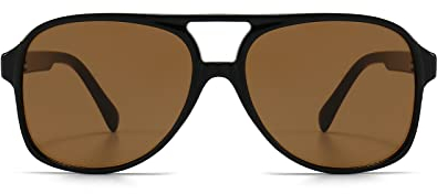 YUELUQU Polarisierte Sonnenbrille für Herren, Damen, 70er Jahre, Vintage-Sonnenbrille, Retro-Sonnenbrille, Piloten-Sonnenbrille, Fahrrad-Sonnenbrille, Schwarztee, Medium