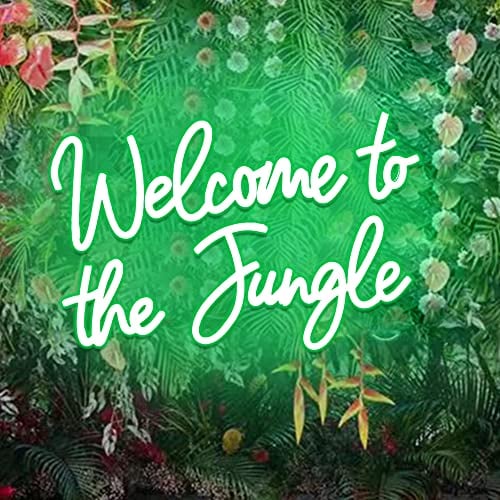 DAKABUKA Panneau néon LED « Welcome to The Jungle » pour décoration murale, panneau lumineux USB pour jardin, maison, porche, magasin, Noël, salon, bar (41 x 28 cm)
