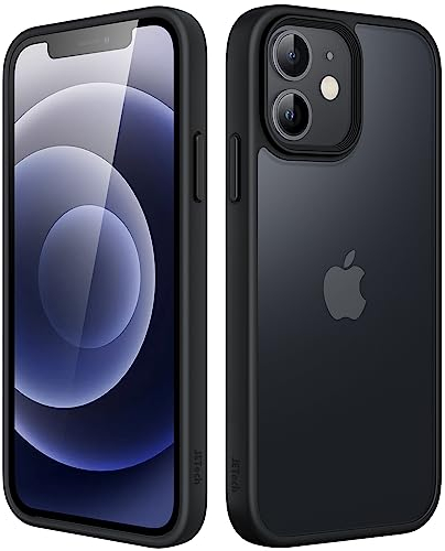 JETech Matt Hülle für iPhone 12 Mini 5,4 Zoll, Stoßfest Militärstandard FallSchutz Handyhülle, Mattierte Durchscheinende Rückseite Schutzhülle, Anti-Fingerabdruck (Schwarz)