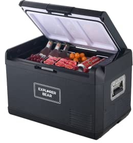 Explorer Bear - 12V 12V Car Refrigerator, 50L/52.8Qt, 12/24V DC, 110-240V AC, Portable Freezer, Compressor Cooler -65°F to 22°F, 3 Years Warranty for Truck,