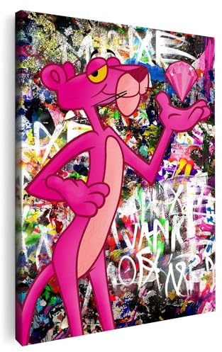 Artmazing | Pink Panther Bild bunt | Poster & Kunstdrucke | Graffiti Bild Hochkant | Pop Art Bilder Leinwand | S Art Bilder Preise | Coole Wandbilder Wohnzimmer | Kunstdruck Leinwand | Leinwand XXL