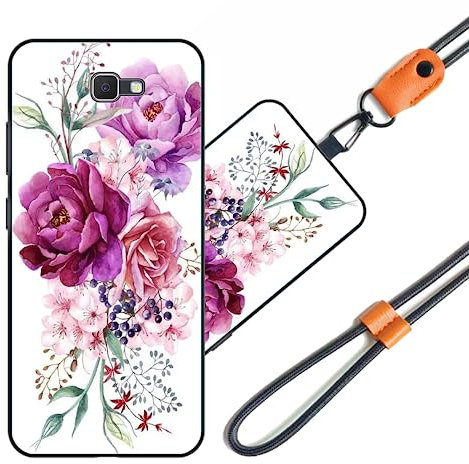 JEZSTHAI Handyhülle Kompatibel mit Samsung Galaxy J7 Prime Hülle Silikon Dünn mit Muster Design,Weiche Flexibel Stoßfeste Schutzhülle mit Handykette & Handykordel zum Umhängen,Nr.A02