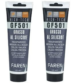 Faren GF501, Grasso trasparente al silicone, Lubrificante Atossico Inodore Idrorepellente per Metalli,Plastici e Gomme,125ml (2pz)