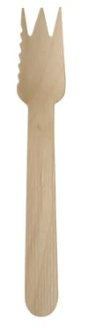 PAPSTAR 1000 Kuchen- und Snackgabeln, Holz Pure 14 cm mit einseitig gezacktem Rand