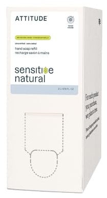 ATTITUDE Gentle Hand Soap for Sensitive Skin, EWG Verified, Enriched with Oats, Dermatologically Tested, Vegan, Unscented, Bulk Refill, 2 Liters