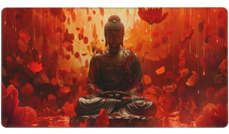 Gaming Mauspad XXL 700x300X3MM, Zen Mousepad mit Vernähte Kanten, WassXerdicht Anti-Rutsch Mouse Pad Religion, für PC, MacBook, Laptop Verbessert Präzision und Geschwindigkeix, Gaming Büro Deko, Gifts